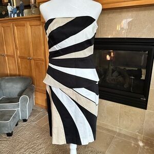White House Black Market 2 piece Strapless Black and Cream Dress